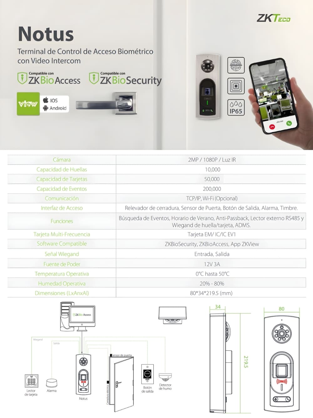 Terminal de Control de Acceso Biométrico con Video Intercom 2 Terminal de Control de Acceso Biométrico con Video Intercom - Imagen 2