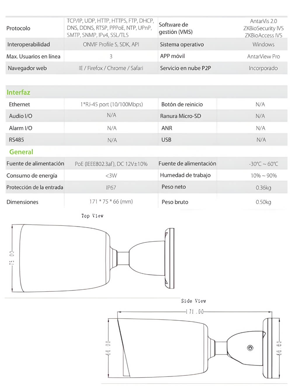 Cámara IP Bala 4MP 30m POE Lite 4 camara 4mp (1)