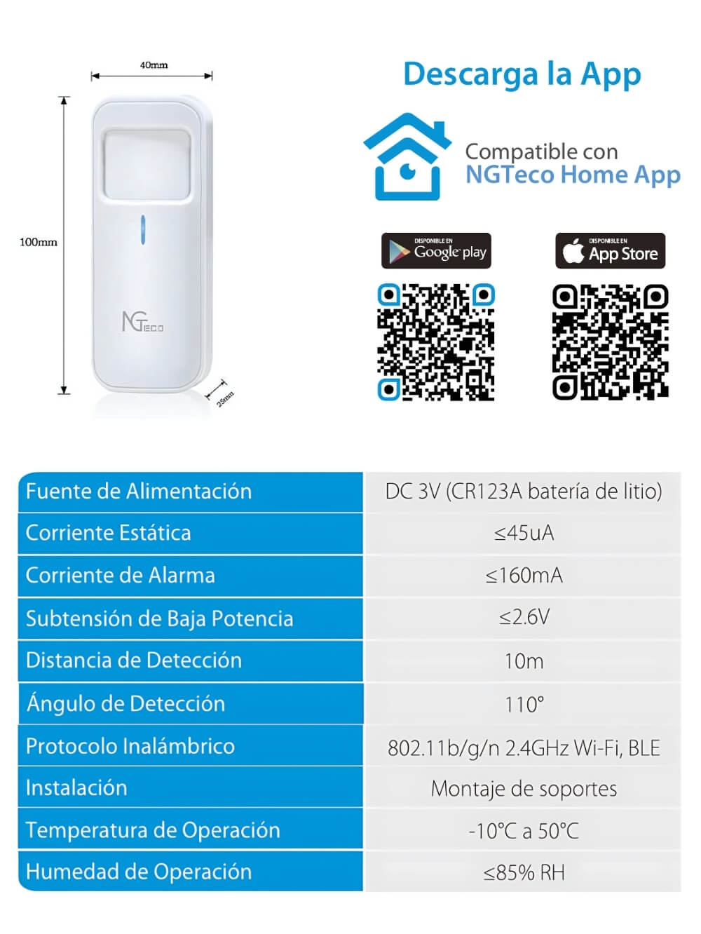 Detector de Movimiento para Alarma WIFI NGTeco 3 Detector de Movimiento para Alarma WIFI NGTeco - Imagen 3