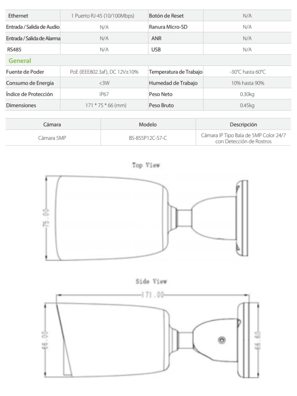 Cámara IP Bala 5MP 20m POE DWDR Full Color 4 Camara full Color (1)