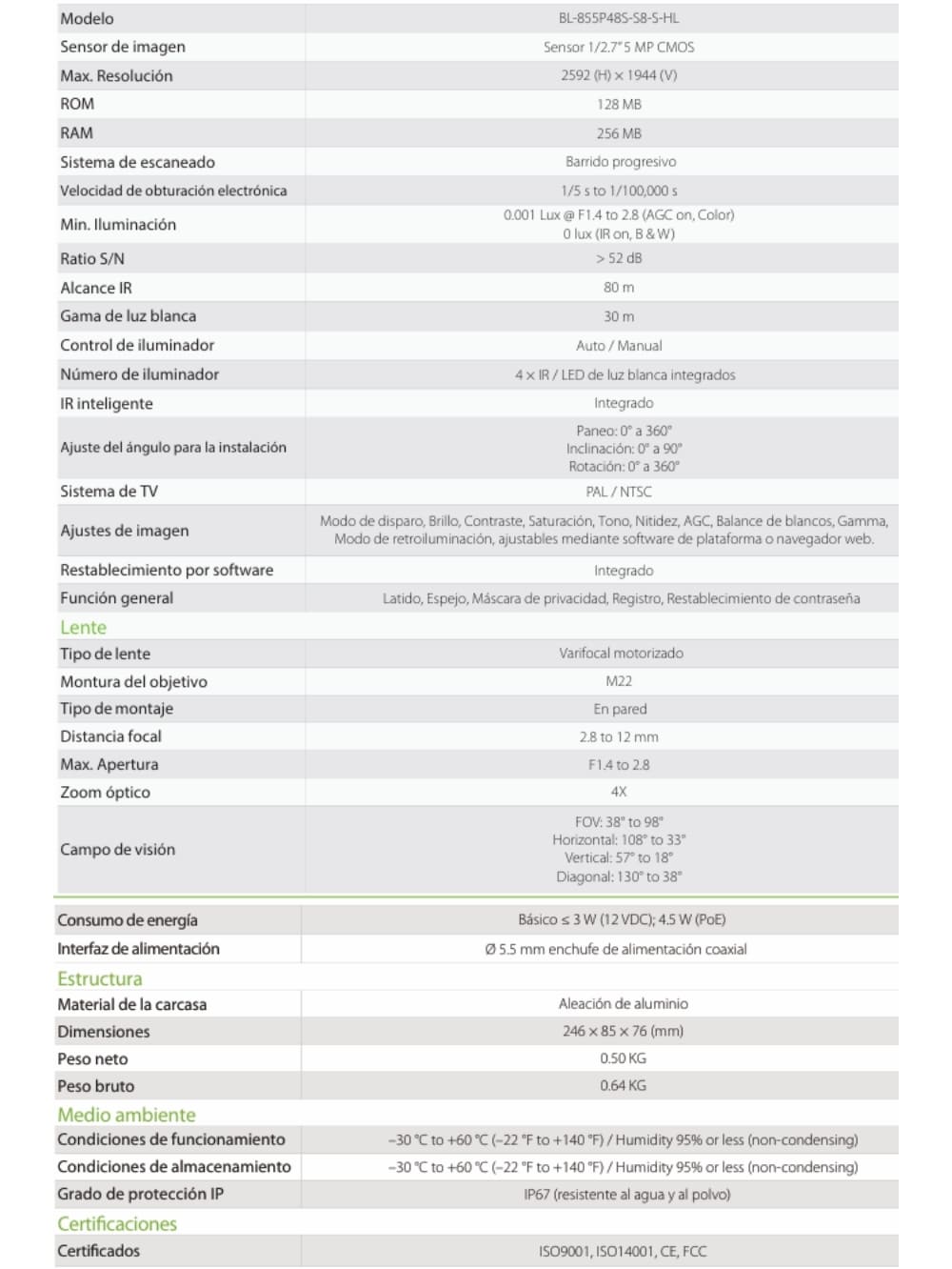 Cámara Perimetral IP Motorizada de 5MP 80m BioSense 4 camara con zoom (1)
